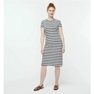 J‎ Crew Women's Navy White Striped Cotton Midi T-Shirt Dress Preppy Nautical S